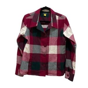 Cabela’s Red Green & White Giant Plaid Button Down Shacket Large